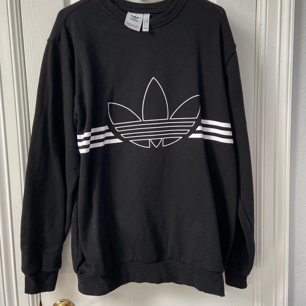 Adidas Black Striped Crewneck